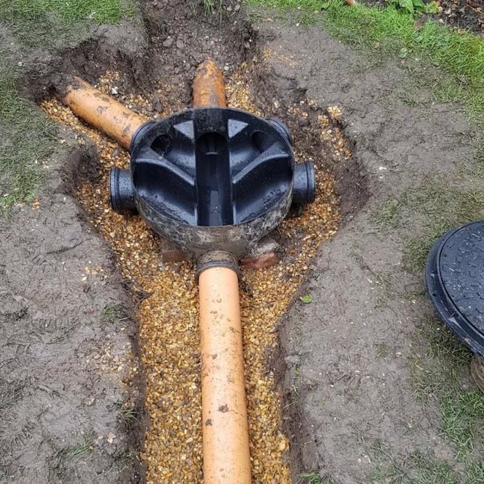 Drainage pipework during repair work on site